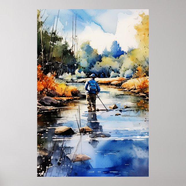 Poster de Pesca com Voo de Cadeias - Arte de Pared (Frente)