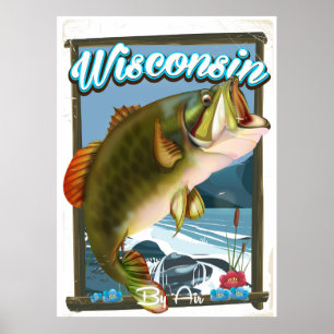 Poster de pesca do Estado de Wisconsin
