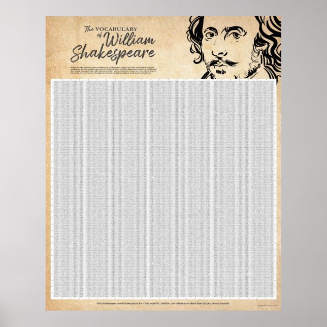 Poster de Pesquisa de Palavras Shakespeare (Extra  (Frente)