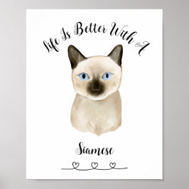 Poster de Pet Wall Art Personalizado do Cat Siames