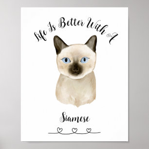 Poster de Pet Wall Art Personalizado do Cat Siames