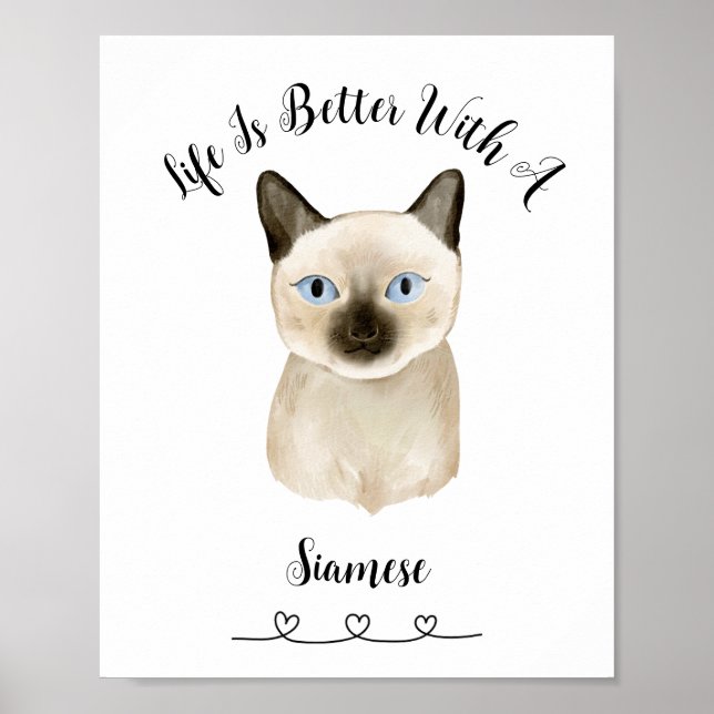 Poster de Pet Wall Art Personalizado do Cat Siames (Frente)