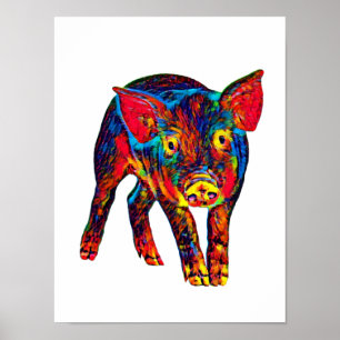 Poster de Piglet Art Brilhante Psicadélico
