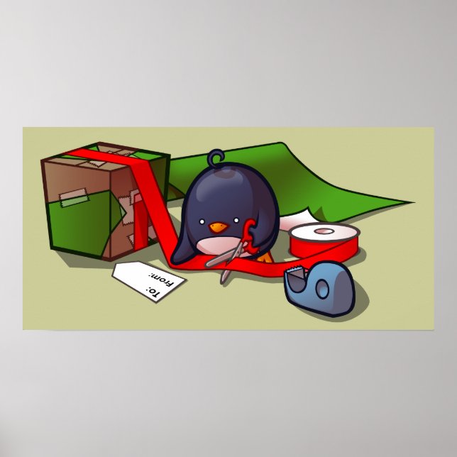 Poster de pinguim de enrolamento atual (Frente)