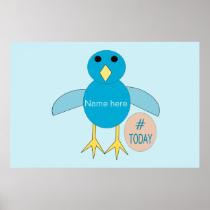 Poster de Pintinho de Aniversário Azul Personaliz