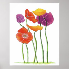 Poster de pintura a aquarela de Poppies Plentis
