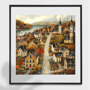 Poster de Pintura a Óleo de Arte Folha de Outono