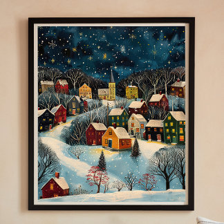 Poster de pintura a óleo de arte foliar na noite d