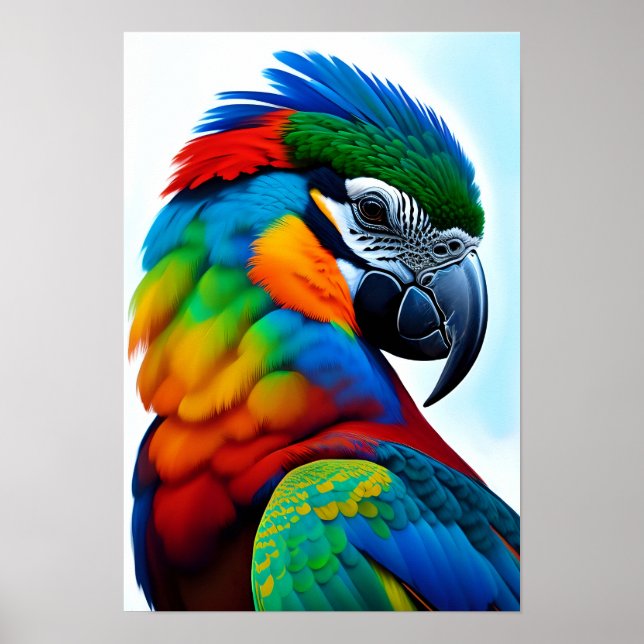 Poster de Pintura Colorida de Pássaro de Macaw (Frente)