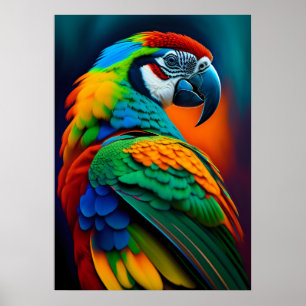 Poster de Pintura Colorida de Pássaro de Macaw