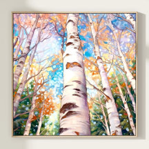 Poster de Pintura da Floresta de Birch