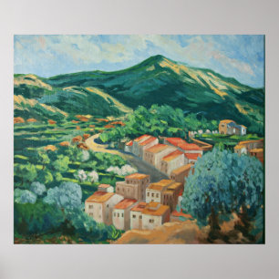 Poster de pintura da vila tradicional espanhola