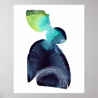 Poster de pintura de aquarela abstrato Minimalista