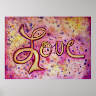 Poster de pintura de arte rosa com amor