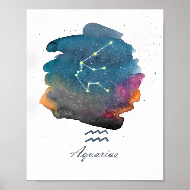 Poster de pintura de constelação de Aquarius impre (Frente)
