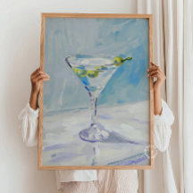 Poster de pintura de coquetel Martini - Azul