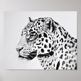 Poster de pintura de leopardo preto e branco
