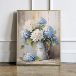 Poster de pintura de óleo de Hydrangea azul
