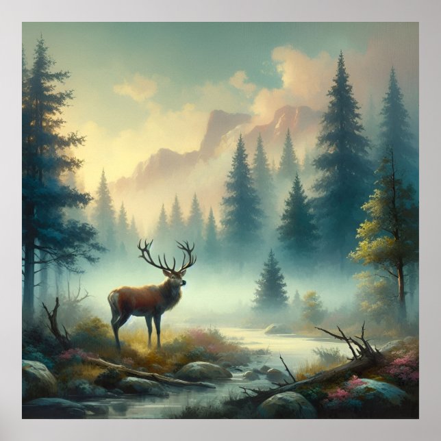Poster de pintura de óleo de Stag (Frente)