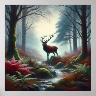 Poster de pintura de óleo de Stag