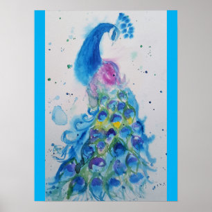 Poster de Pintura de Peacock Watercolor