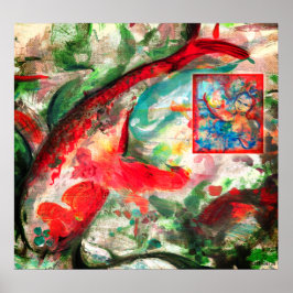 Poster de pintura de peixes Koi Carp
