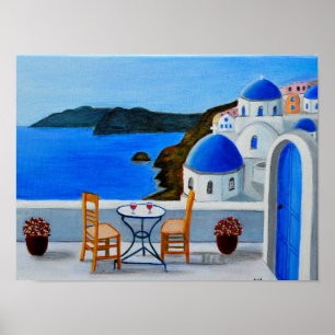 Poster de pintura de Santorini