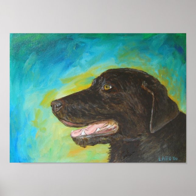 Poster de pintura de varejo preto Labrador (Frente)