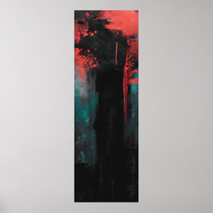 Poster de pintura dinâmica de Abstrato preto e ver