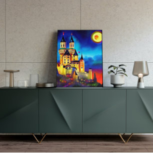 Poster de Pintura do Castelo do Night Sky