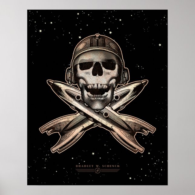 Poster de pirata espacial (foguetes) (16x20") (Frente)