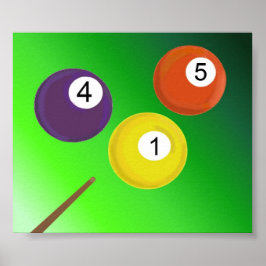 Poster de piscina de Cue e Billiard Balls