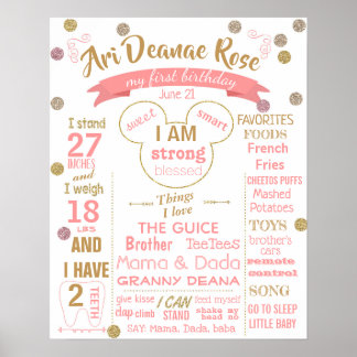 Poster de placa de primeira Festa de aniversário p