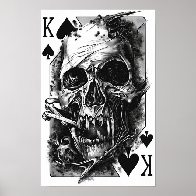 Poster de Play King Hardcore, preto e branco" (Frente)