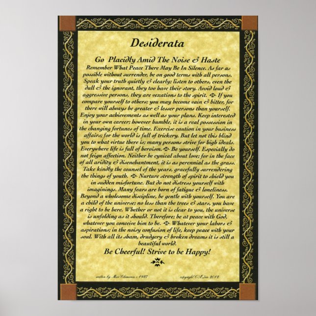 POSTER de Poema DESIDERATA (Frente)