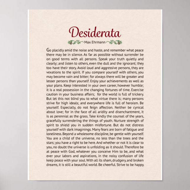 Poster de Poema Desiderata (Frente)
