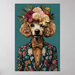 Poster de Poodle de Terno, Retrato de Poodle, Óleo