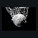 Poster de pop de Bola de Basquete e Rede<br><div class="desc">Eu Adoro Este Jogo. Esportes populares - Imagem de bola de basquete preto e branco.</div>