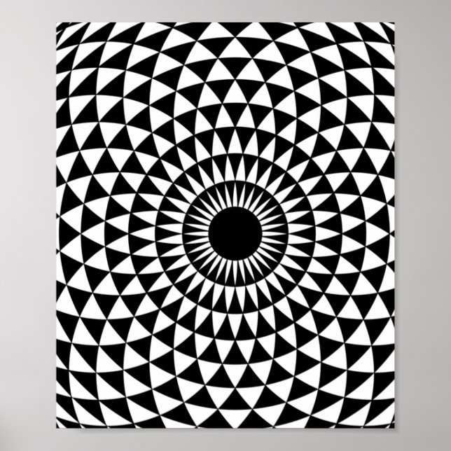 poster de Pop de Illusão Branca Fractal do Olho Óp (Frente)