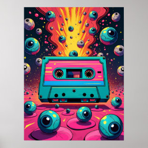 Poster de Pop surreal de cassetes retrô