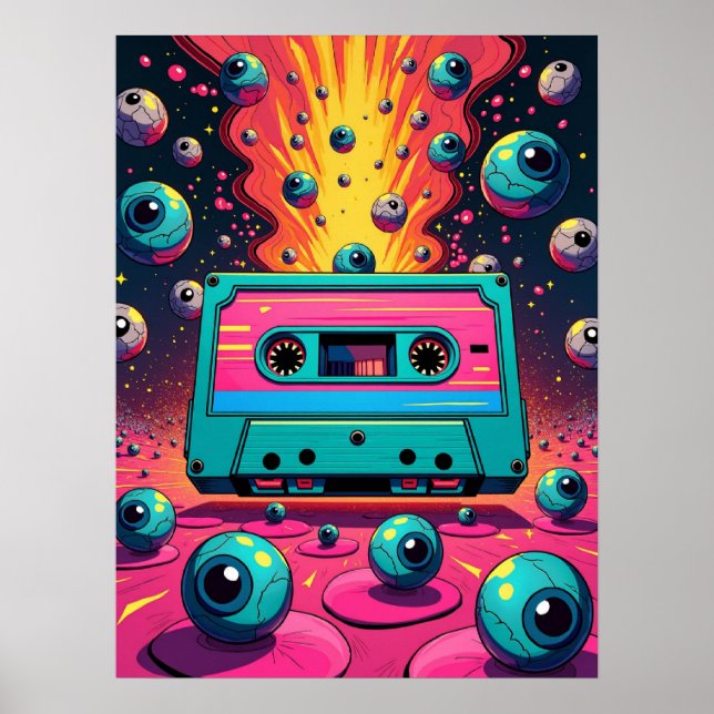 Poster de Pop surreal de cassetes retrô (Frente)