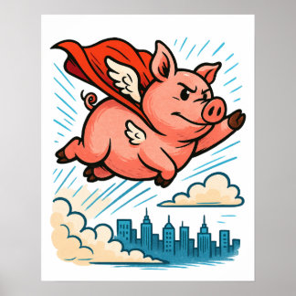 Poster de Porco Super Herói Voador