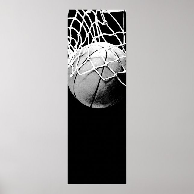Poster de porta de basquete branca preta (Frente)