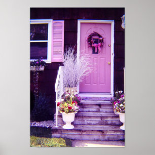 Poster de porta floral cor de rosa