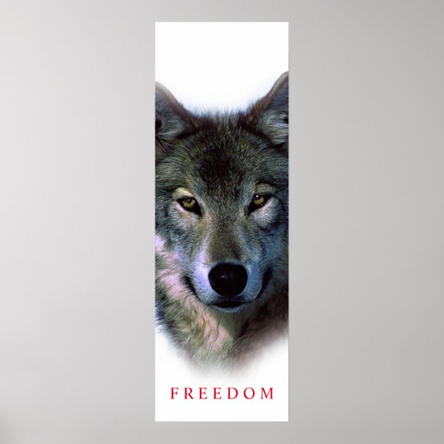 Poster de porta única do lobo da liberdade motivac (Frente)