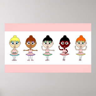 Poster de Posições do balé - Ballerinas Cute