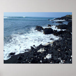 Poster de praia de areia preta do Havaí, Grande Il