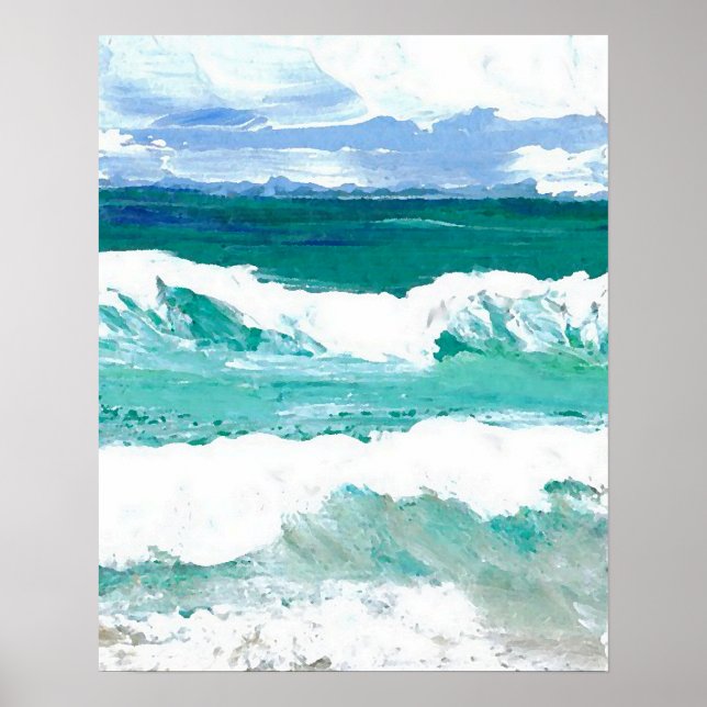 Poster de praia de CricketDiane - Ondas oceânicas  (Frente)
