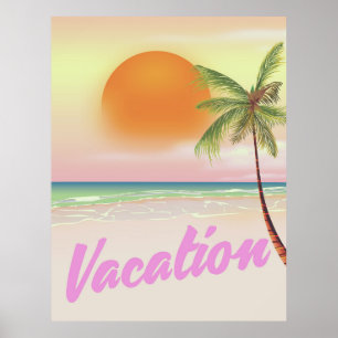 poster de praia de Vacage de 1980