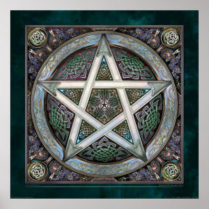 Poster de prata do Pentacle de Knotwork (22x22")